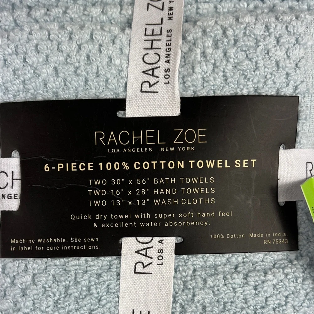 Rachel Zoe Light Blue 6-Piece Cotton Towel Set
